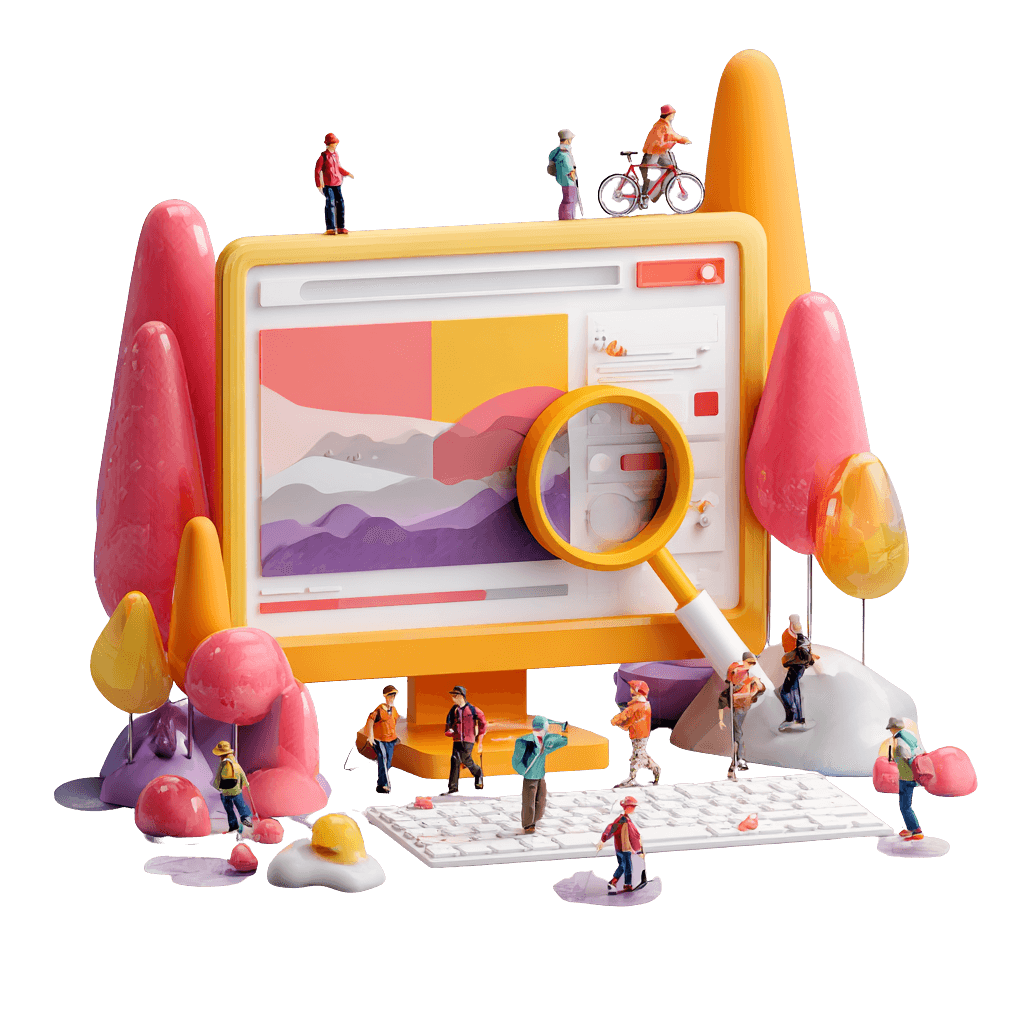 Discovery illustration showing a website audit and scope review.